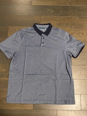 Perry Ellis Navy Heather Polo with Contrast Collar